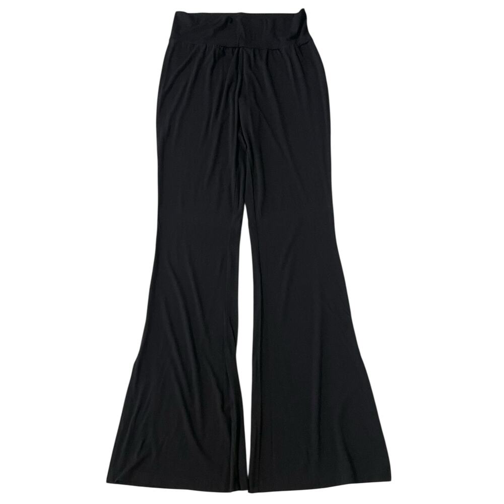 Waverles Fit & Flare Pants Black Elongating Slit Ankle Bamboo Lightweight Sz XL